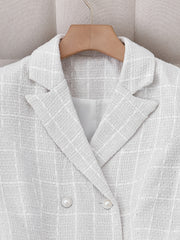 Elegant Urban Chic Long Sleeve Solid Color Notch Lapel Jacket and Skirt Set - Elegant Office Attire, Button Detail, All-Season Wear, No Belt Included, Office Attire|Chic Style|Button Detail