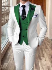 Men's 3pcs Wedding Suit Color Block Notch Label Slim Fit Formal Wedding Party Event Western Dress Suit 34S 36S 38S 40R 42R 44R 12.15gal