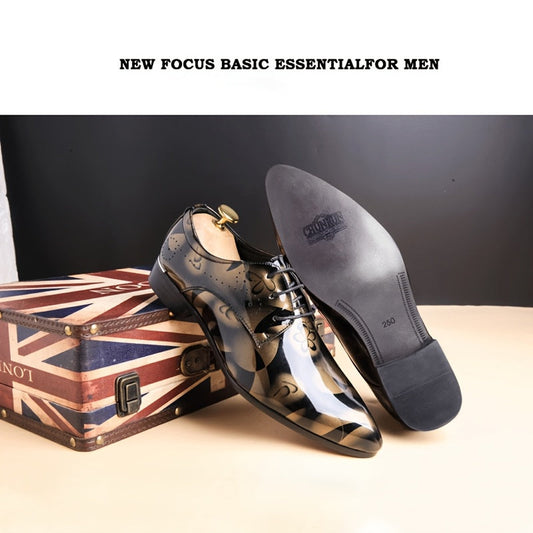 Fashionable And Elegant Men'S Business Pointed-toe Casual Shoes, Large Sizes For Men, Party Shoes With British Style, Crystal And Floral Design. SHOWLU FASHION STORE