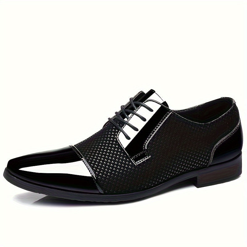 [Stylish Oxford Shoes] Comfortable Men's Black & White Oxford Dress Shoes - Business Casual Lace-Up Loafers with Rubber Sole, PU Upper & Inner Lining SHOWLU FASHION STORE