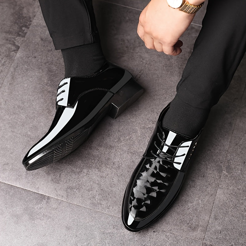 Men'S Fashion Dress Shoes, Solid Color Faux, Low Top Lace-up, Pointed Toe, Rubber Sole, All-season Business Casual Footwear for Daily & Wedding Use SHOWLU FASHION STORE