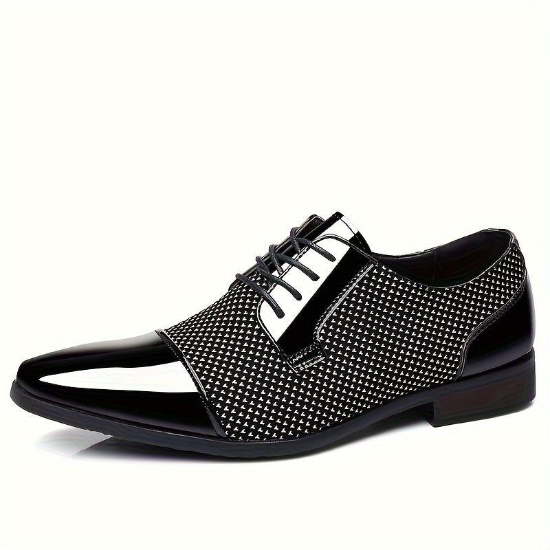 [Stylish Oxford Shoes] Comfortable Men's Black & White Oxford Dress Shoes - Business Casual Lace-Up Loafers with Rubber Sole, PU Upper & Inner Lining SHOWLU FASHION STORE