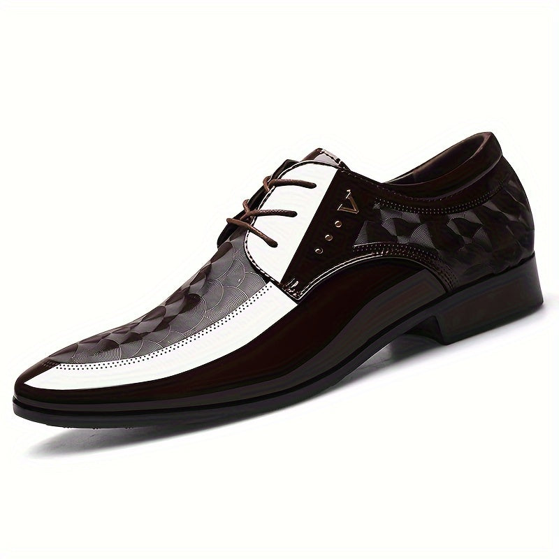 [Classic British Oxfords] Classic British Style Men's Oxfords - Solid Color Low Top Lace-Up with Pointed Toe, Faux Upper & Inner, Rubber Sole for Daily Wear, Wedding, Spring Season, Daily Wear Shoes SHOWLU FASHION STORE