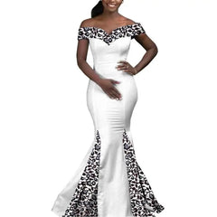 African Couple Matching Clothes for Wedding Women Slim Mermaid Dress Bazin Riche Men Irregular Jacket Pant Sets with Hat Y23C011 - SHOWLU FASHION STORE