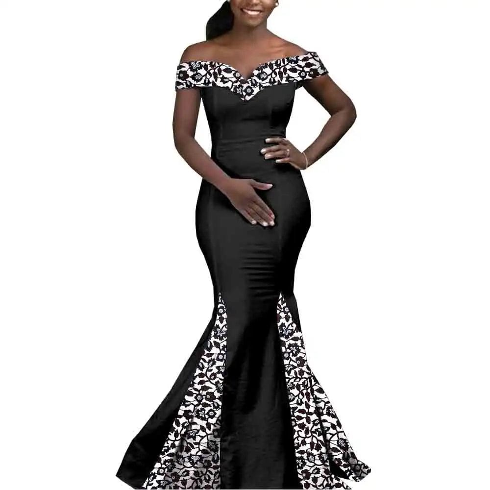 African Couple Matching Clothes for Wedding Women Slim Mermaid Dress Bazin Riche Men Irregular Jacket Pant Sets with Hat Y23C011 - SHOWLU FASHION STORE