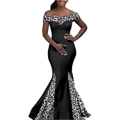 African Couple Matching Clothes for Wedding Women Slim Mermaid Dress Bazin Riche Men Irregular Jacket Pant Sets with Hat Y23C011 - SHOWLU FASHION STORE