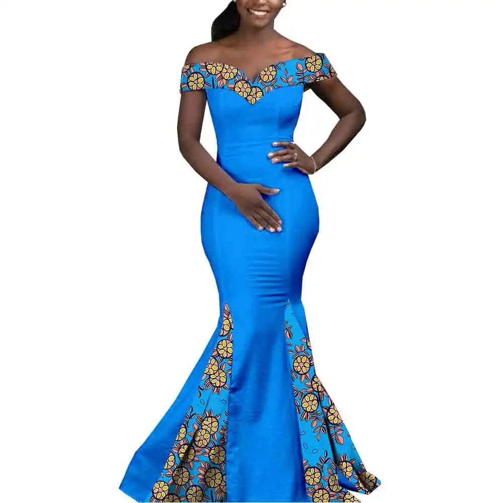 African Couple Matching Clothes for Wedding Women Slim Mermaid Dress Bazin Riche Men Irregular Jacket Pant Sets with Hat Y23C011 - SHOWLU FASHION STORE