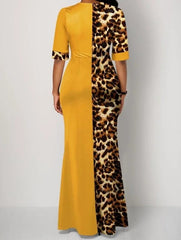 African Design Dashiki Dress Print Leopard Muslim Abaya Bazin Robe Gowns Africa Long Maxi Dresses Riche Lady Traditional Islamic - SHOWLU FASHION STORE