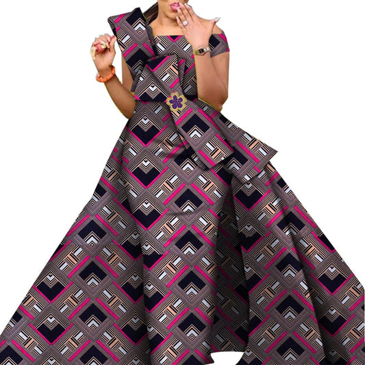 African Dresses for Women Danshiki Traditional Skirt Fashion 100% Cotton Newest Design Dresses for Wedding WY4630 - SHOWLU FASHION STORE