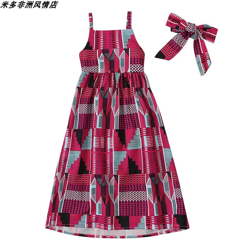African Korean Style Short Sleeve Long Dress Children's Clothing - SHOWLU FASHION STORE
