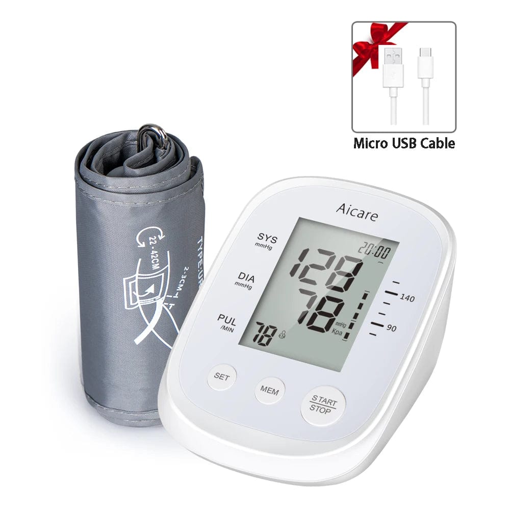 AICARE Blood Pressure Monitor Upper Arm Automatic Tonometer Digital Blood Pressure Meter BP Medical Sphygmomanometer Pulse - SHOWLU FASHION STORE