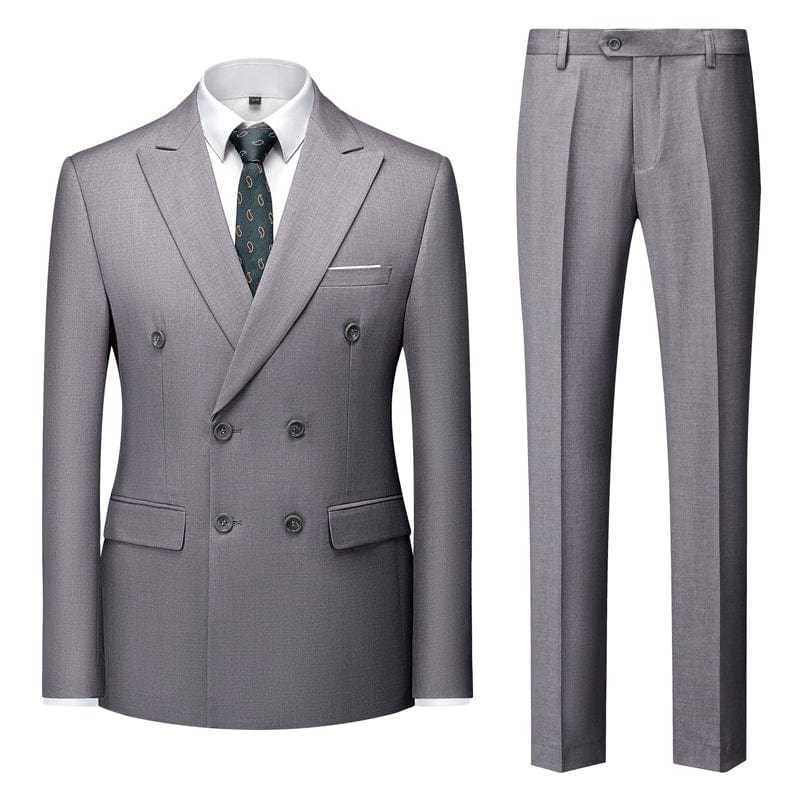All Year Round Double Breasted Suit Men's Suits Sky Blue Silm Business British Style Suit Men Stage Activity Dress - SHOWLU FASHION STORE