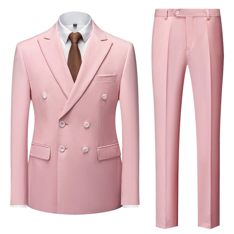 All Year Round Double Breasted Suit Men's Suits Sky Blue Silm Business British Style Suit Men Stage Activity Dress - SHOWLU FASHION STORE