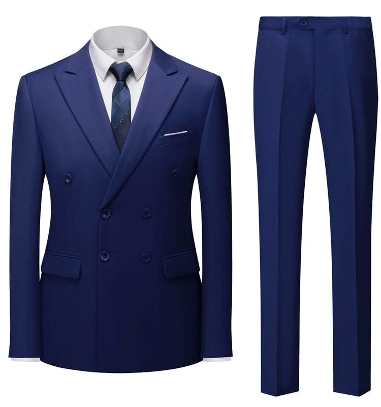 All Year Round Double Breasted Suit Men's Suits Sky Blue Silm Business British Style Suit Men Stage Activity Dress - SHOWLU FASHION STORE