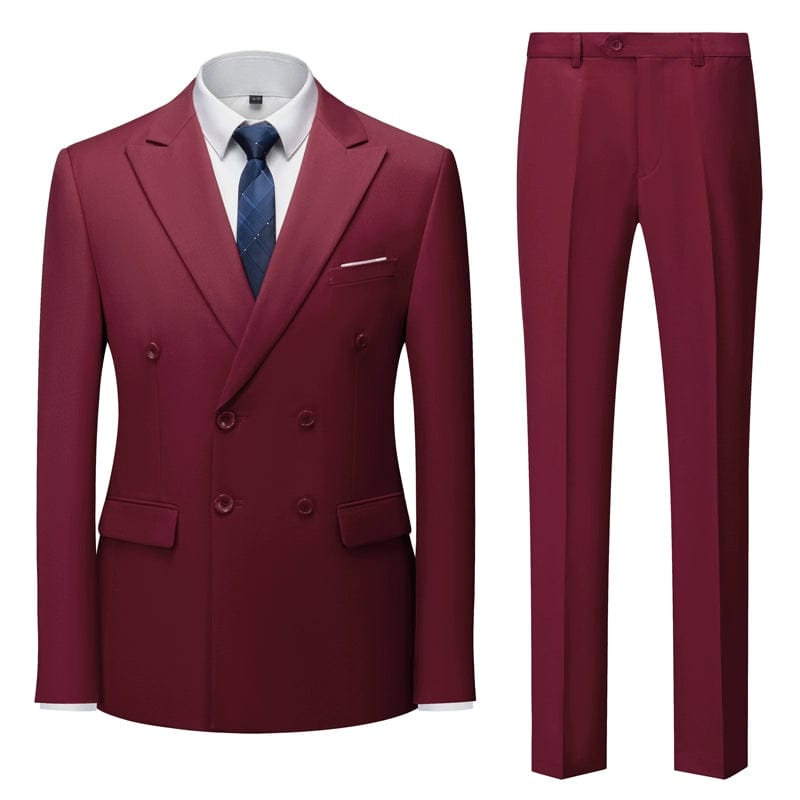 All Year Round Double Breasted Suit Men's Suits Sky Blue Silm Business British Style Suit Men Stage Activity Dress - SHOWLU FASHION STORE