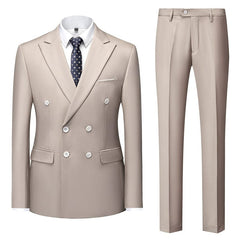 All Year Round Double Breasted Suit Men's Suits Sky Blue Silm Business British Style Suit Men Stage Activity Dress - SHOWLU FASHION STORE