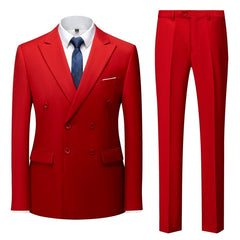 All Year Round Double Breasted Suit Men's Suits Sky Blue Silm Business British Style Suit Men Stage Activity Dress - SHOWLU FASHION STORE