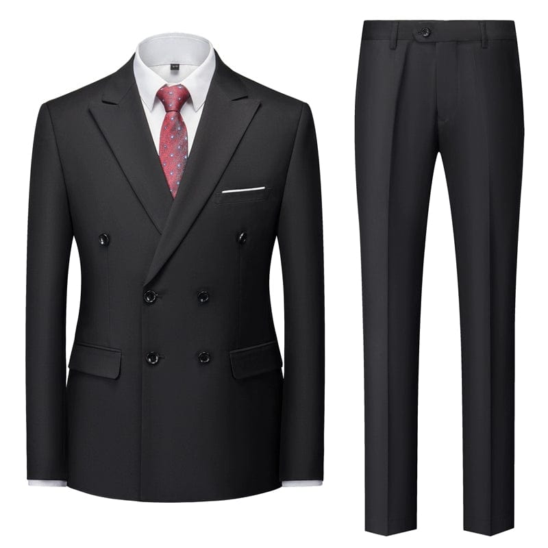 All Year Round Double Breasted Suit Men's Suits Sky Blue Silm Business British Style Suit Men Stage Activity Dress - SHOWLU FASHION STORE