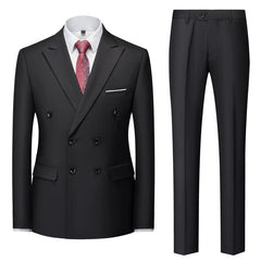 All Year Round Double Breasted Suit Men's Suits Sky Blue Silm Business British Style Suit Men Stage Activity Dress - SHOWLU FASHION STORE
