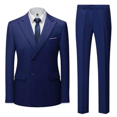 All Year Round Double Breasted Suit Men's Suits Sky Blue Silm Business British Style Suit Men Stage Activity Dress - SHOWLU FASHION STORE