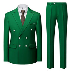All Year Round Double Breasted Suit Men's Suits Sky Blue Silm Business British Style Suit Men Stage Activity Dress - SHOWLU FASHION STORE