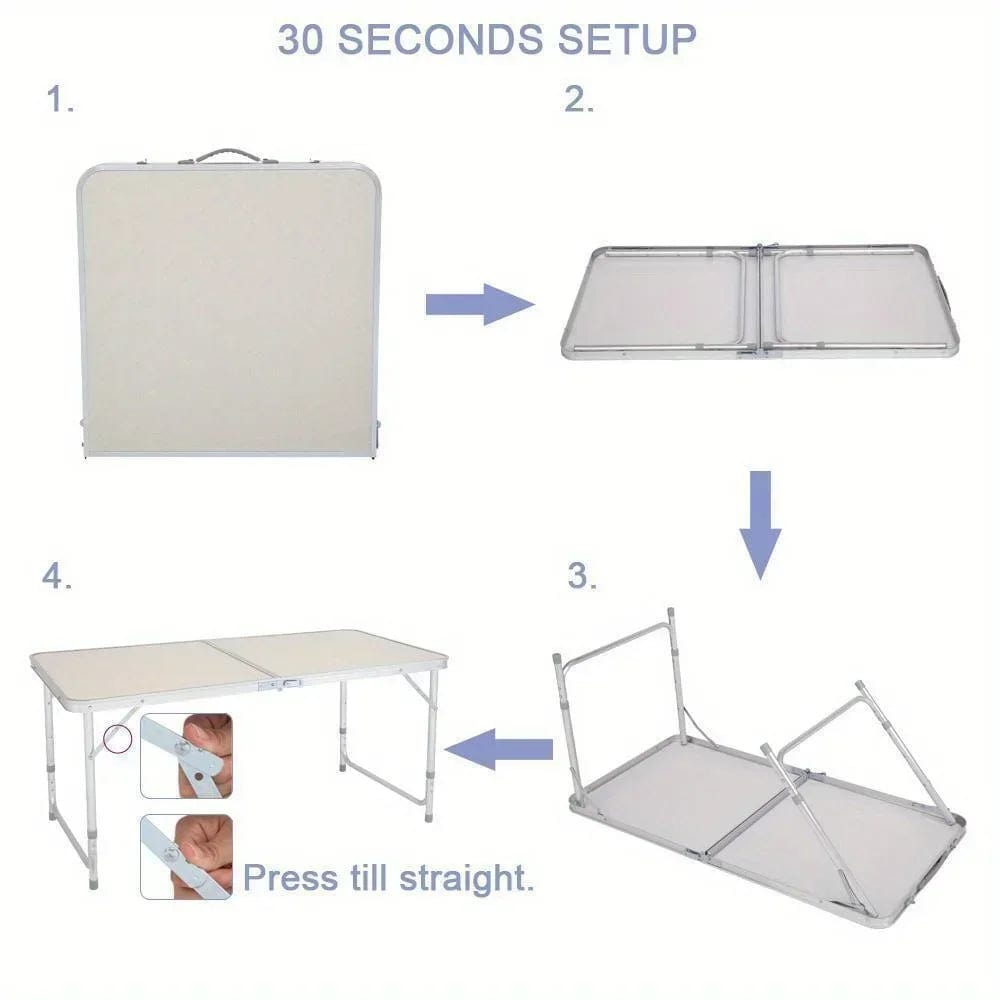 Aluminum Folding Table 4 ft Portable Indoor Outdoor Picnic Party Camping Tables - SHOWLU FASHION STORE