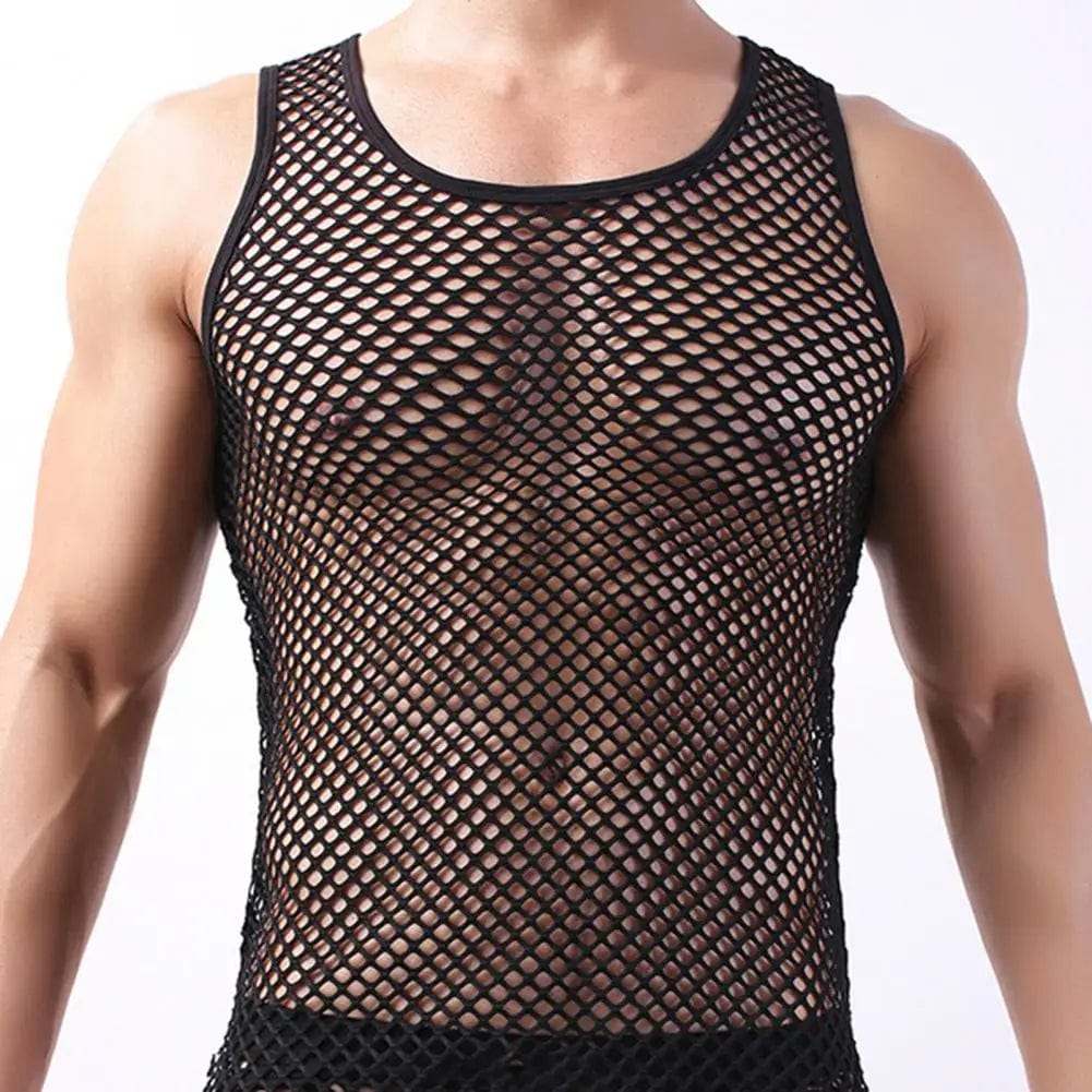 Attractive Underwear Sleeveless Breathable Nightclothes Hollow Out Pure Color Vest - SHOWLU FASHION STORE