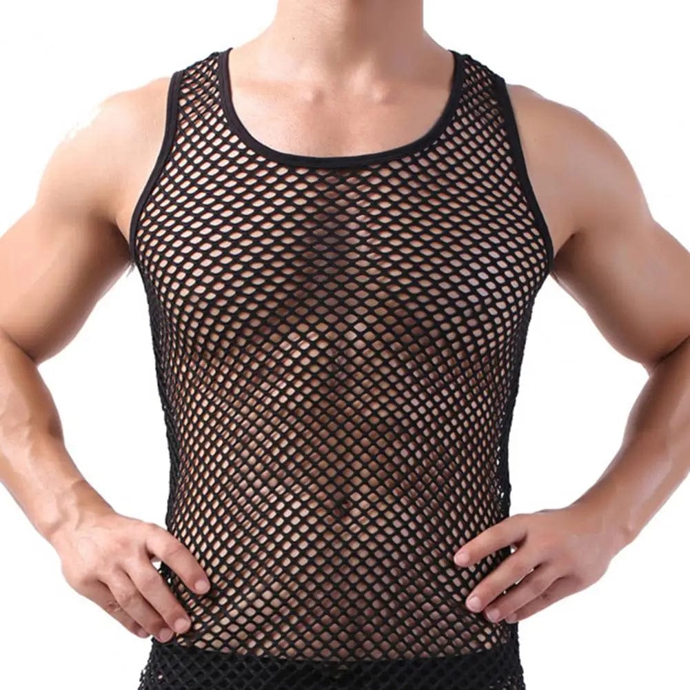 Attractive Underwear Sleeveless Breathable Nightclothes Hollow Out Pure Color Vest - SHOWLU FASHION STORE