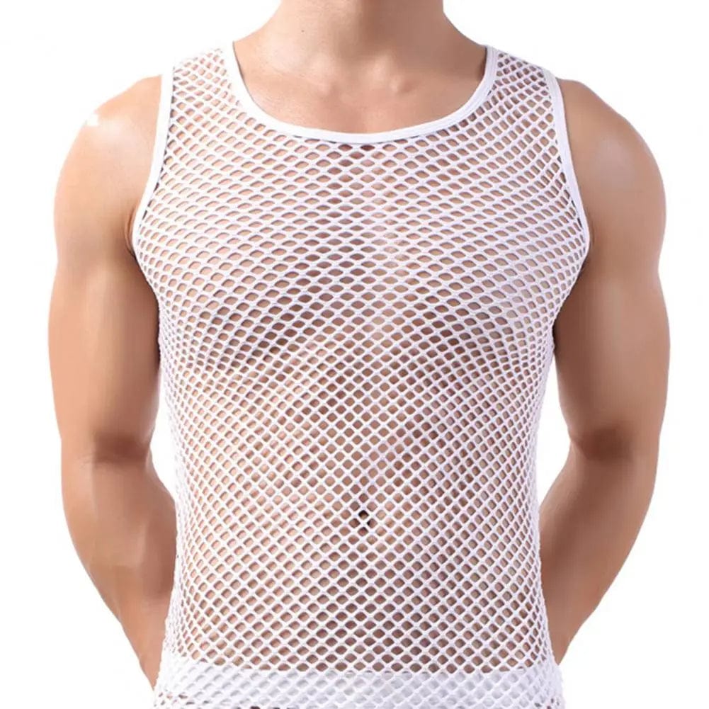 Attractive Underwear Sleeveless Breathable Nightclothes Hollow Out Pure Color Vest - SHOWLU FASHION STORE