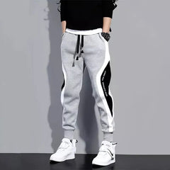Autumn Men's Wide Loose Casual Pants Mens Patchwork Nine - point Sports Elastic Rope Breathable Tie - foot Trousers - SHOWLU FASHION STORE