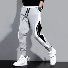 Autumn Men's Wide Loose Casual Pants Mens Patchwork Nine - point Sports Elastic Rope Breathable Tie - foot Trousers - SHOWLU FASHION STORE