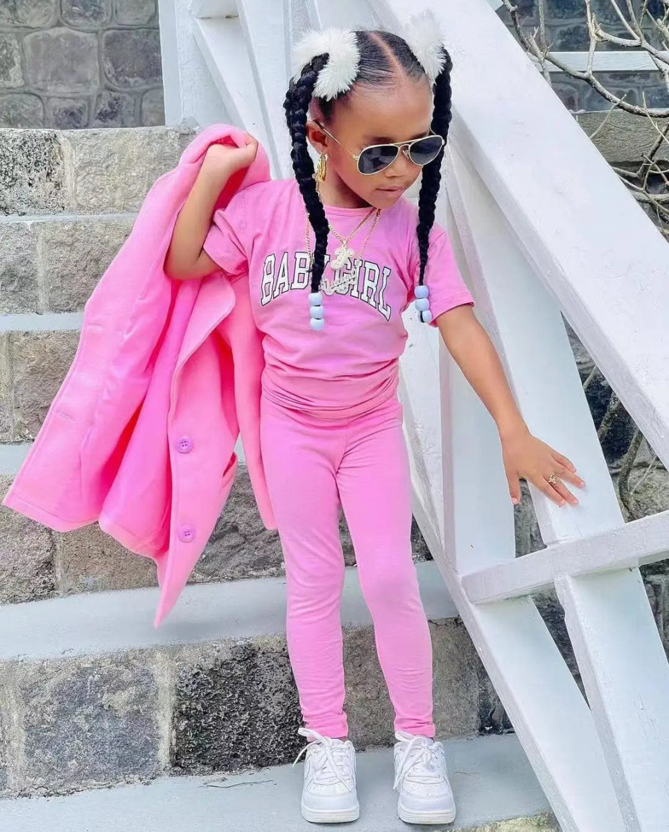 Autumn Winter Girls' Jackets Casual Coat T-shirt Tight Pants 3 pcs Set Warm Long Coat Kids Clothing Girls Clothes For 3 4 5 6 7 - SHOWLU FASHION STORE