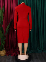 Autumn/Winter New Long Sleeve Bag Hip Style OL Diagonal Collar Solid Color Large African Dress Christmas Party Bodycon Dresses - SHOWLU FASHION STORE