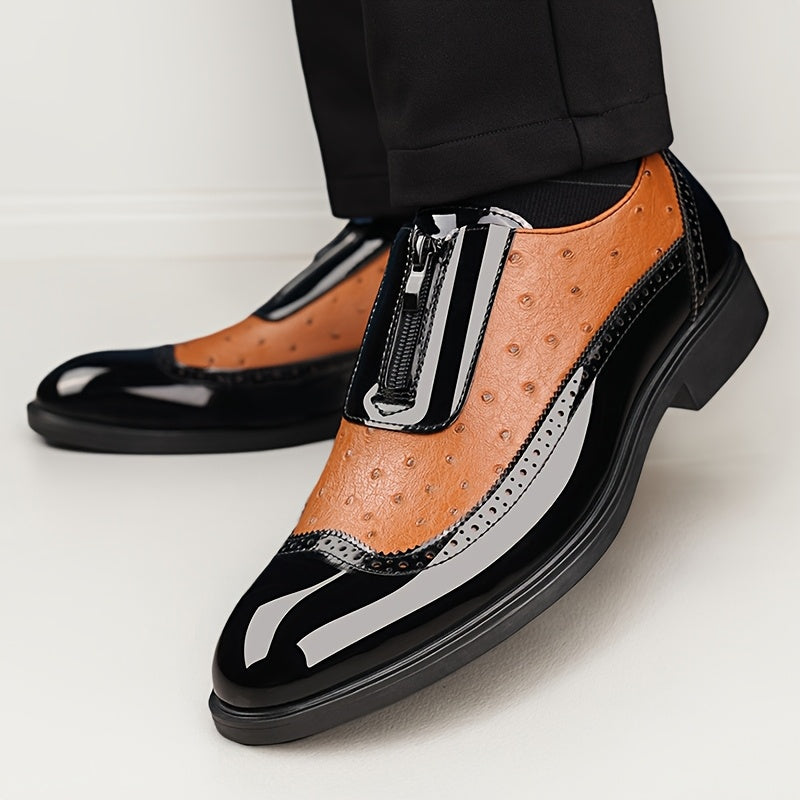 Men'S Classic Wing - Tip Brogue Oxford Shoes - Available In Black And Blue. These Are Stylish Casual Shoes With Non - Slip Rubber Soles, Suitable For Business Events, Weddings, And Graduation Ceremonies. Model Number 19582 SHOWLU FASHION STORE