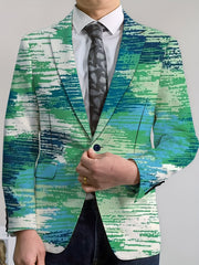 [Four-Season Party Blazer] Four-Season Regular Fit Men's Party Blazer - Stripes Print/Animal Print Notched Lapel, Fashion Suit Top With Button Details SHOWLU FASHION STORE