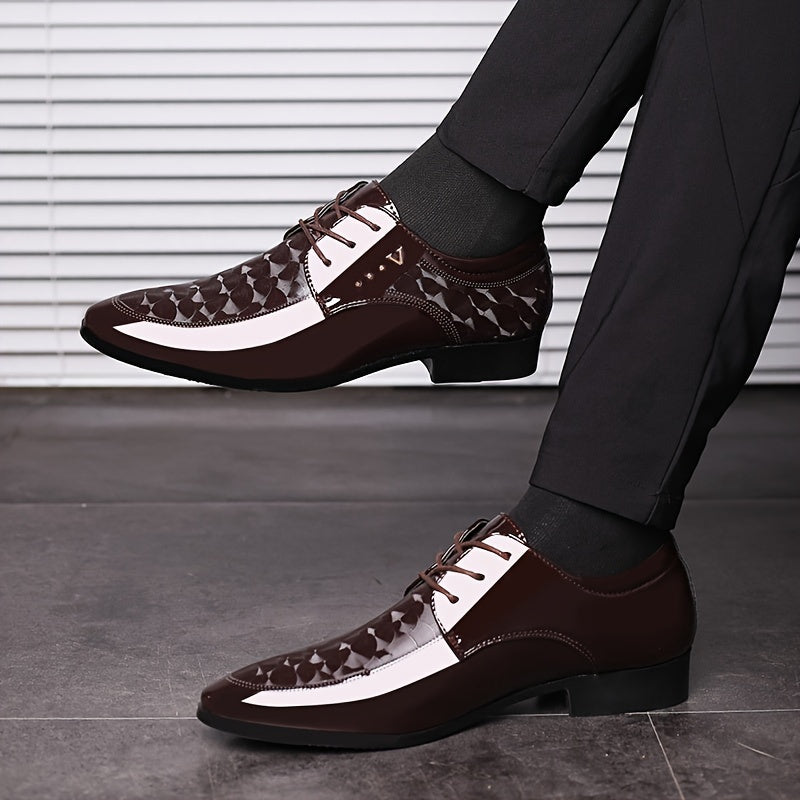 [Classic British Oxfords] Classic British Style Men's Oxfords - Solid Color Low Top Lace-Up with Pointed Toe, Faux Upper & Inner, Rubber Sole for Daily Wear, Wedding, Spring Season, Daily Wear Shoes SHOWLU FASHION STORE