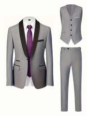 Men's Premium Three-Piece Suit Set, Includes Oversized Jacket, Pants, and Vest, Suitable for Formal Occasions, Weddings, Work Attire, Holiday Gifts