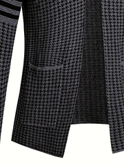 Men'S Chic Urban Knit Cardigan - Slim Fit, Long Sleeve, High-Stretch Fabric with Contrast Trim for Fall/Winter, Business Casual Outerwear