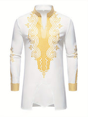 Men's Casual Striped Long Sleeve Robe Set - Polyester, Machine Washable, Stand Collar