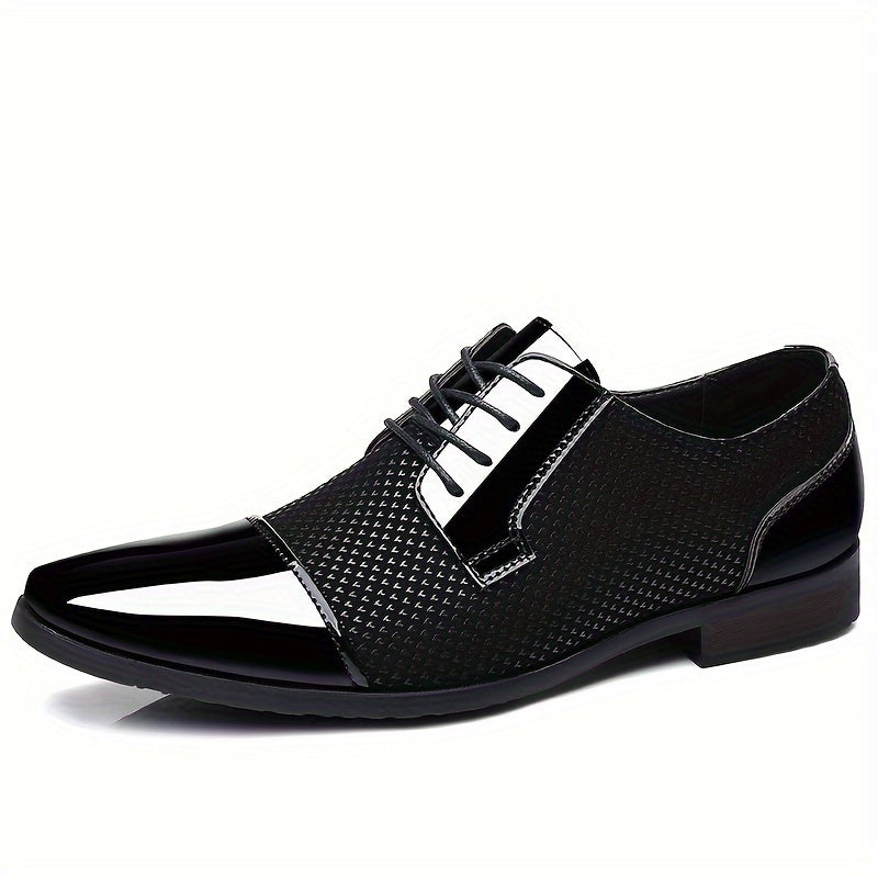 [Stylish Oxford Shoes] Comfortable Men's Black & White Oxford Dress Shoes - Business Casual Lace-Up Loafers with Rubber Sole, PU Upper & Inner Lining SHOWLU FASHION STORE