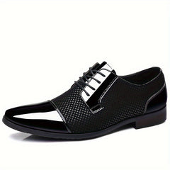 [Stylish Oxford Shoes] Comfortable Men's Black & White Oxford Dress Shoes - Business Casual Lace-Up Loafers with Rubber Sole, PU Upper & Inner Lining SHOWLU FASHION STORE