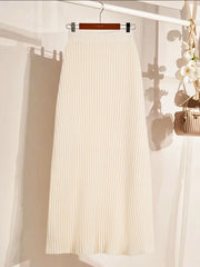 [Elegant A-Line Skirt] Elegant High-Waisted Women's French Rose Irregular A-Line Skirt | 100% Acrylic, Midi-Length, Applique Detail, All-Season Versatile Solid Color