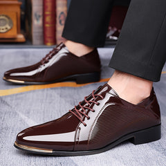 Men's Sleek Dress Shoes - Versatile for Weddings, Business & Casual Wear | Lace-Up, Non-Slip Rubber Sole | Fashionable Solid Color Design SHOWLU FASHION STORE