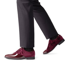 Men's formal tuxedo shoes, classic patent leather velvet lace-up formal cardan oxford shoes for evening parties SHOWLU FASHION STORE
