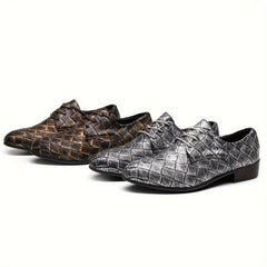 Men's Woven Embossed Trendy Business Shoes Formal Wear Retro British Style Party Shoes Performance Wedding Shoes SHOWLU FASHION STORE
