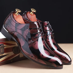 Men's Fashion Floral Pattern Pointed Toe Faux Oxfords - 1pair Low Top Dress Shoes, Casual Rock Style, All-Season Slip-On Lace-Up - Durable Rubber Sole for Wedding, Party, Business, Tuxedo SHOWLU FASHION STORE