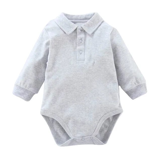 Baby clothes 100% cotton bodysuit 0 - 3Y autumn winter fashion one piece newborn outfit boy long sleeve polo collar jumpsuit white - SHOWLU FASHION STORE