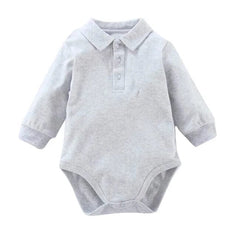 Baby clothes 100% cotton bodysuit 0 - 3Y autumn winter fashion one piece newborn outfit boy long sleeve polo collar jumpsuit white - SHOWLU FASHION STORE