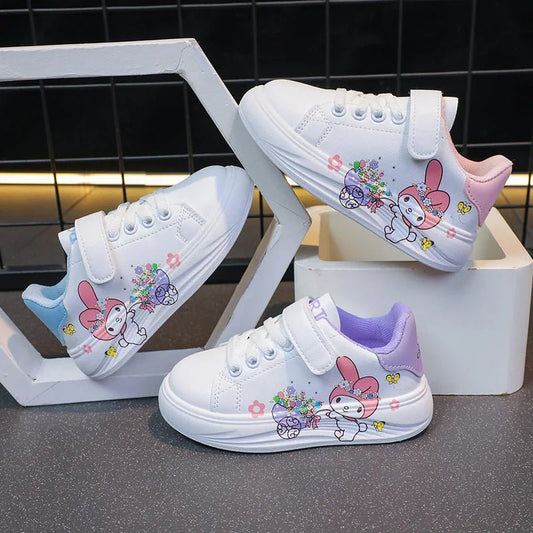 Baby Girls White Shoes Kids Casual Sneakers Cartoon Soft Breathable Fashion Children White PU Leather Shoes Size 26 - 37 - SHOWLU FASHION STORE