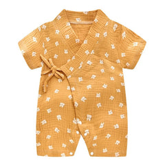 Baby Summer Jumpsuit Newborn Muslin Cotton Soft Shorts Sleeve Romper Girls Boys Infant Clothes 0 - 2 Years - SHOWLU FASHION STORE